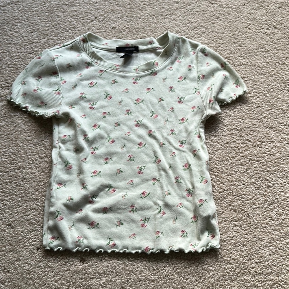 Green floral crop top